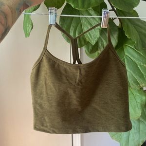 Beyond Yoga Spacedye Slim Racerback Cropped Tank in Olive
